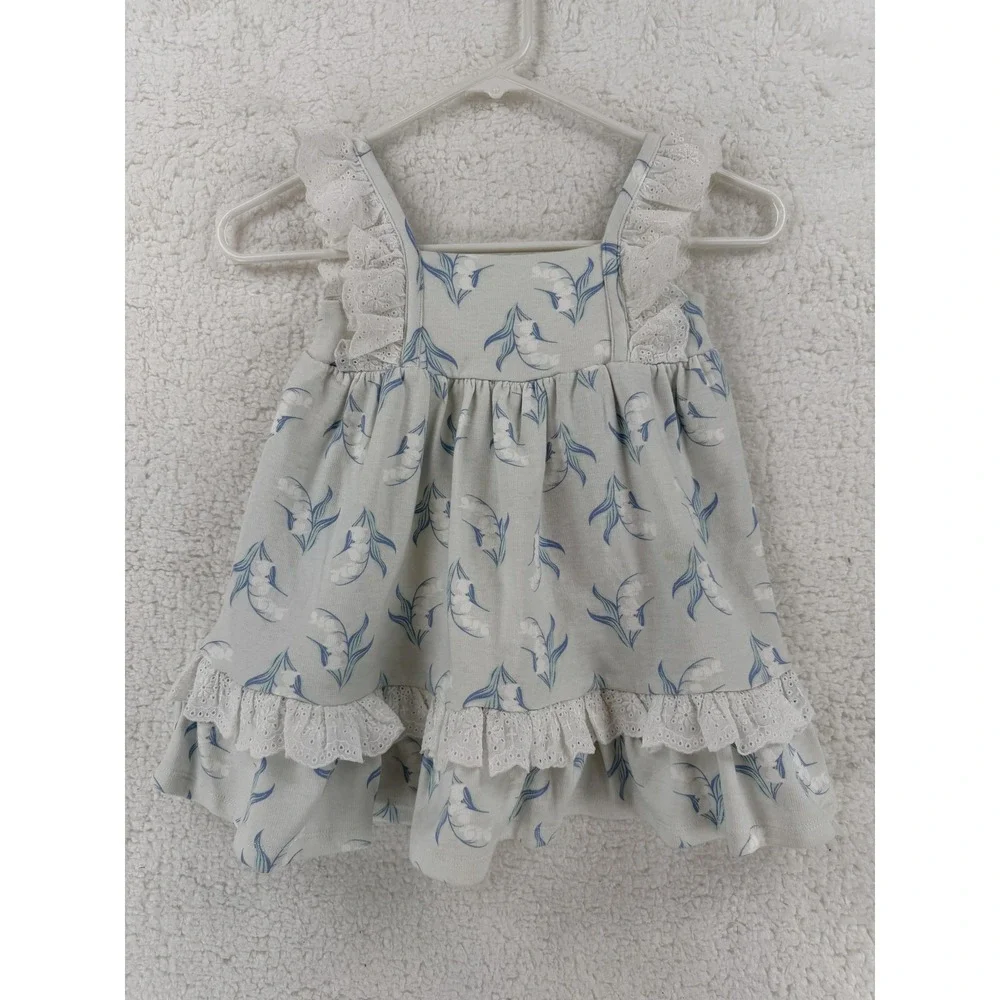 Tommy Bahama Dress‎ Girls 3T Blue White Floral Ruffle Lace Sleeveless Sundress